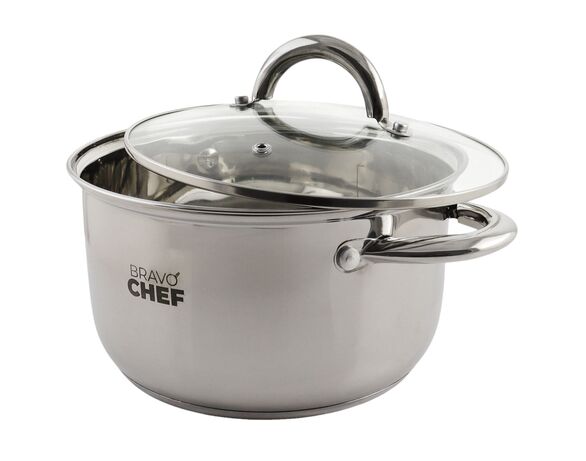 Каструля нержавіюча з кришкою BRAVO CHEF d=20 см 3,6 л Аврора картинка 3 каталог