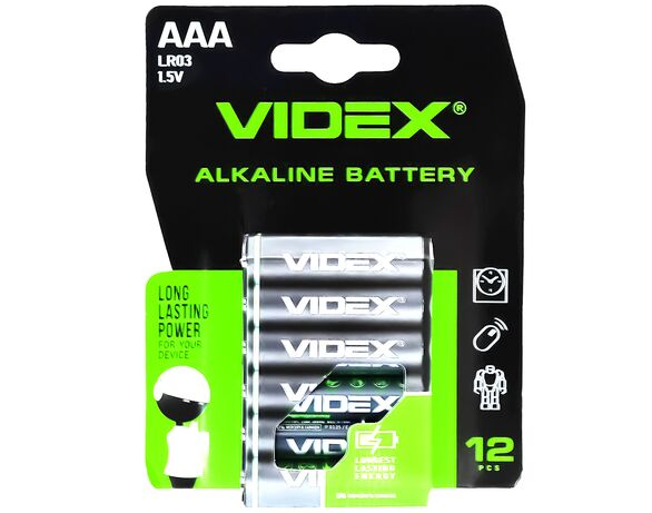 Набір батарейок алкалайн VIDEX LR03 AAA 12 шт/уп Аврора дешево