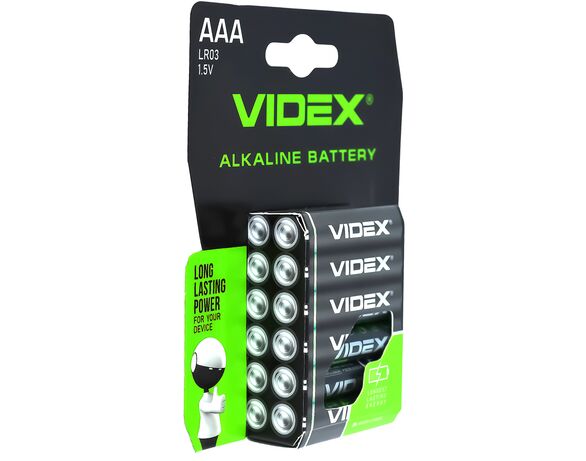 Набір батарейок алкалайн VIDEX LR03 AAA 12 шт/уп Аврора картинка 3 фото