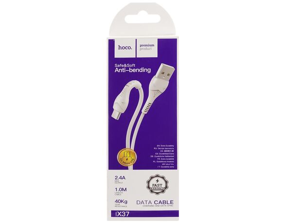 Кабель USB-microUSB Hoco Cool Power X37 білий Аврора вартість