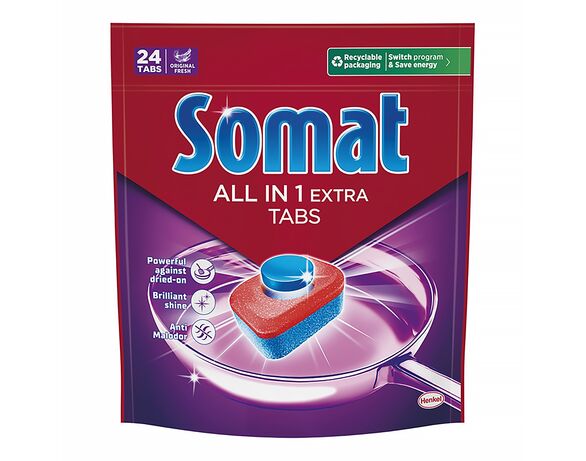 Таблетки для посудомийної машини Somat Extra All-in-1 24 шт/уп Аврора фото