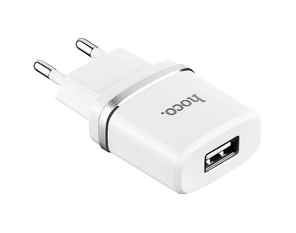Пристрій зарядний мережевий Hoco C11 1USB Білий Аврора картинка 7 дешево