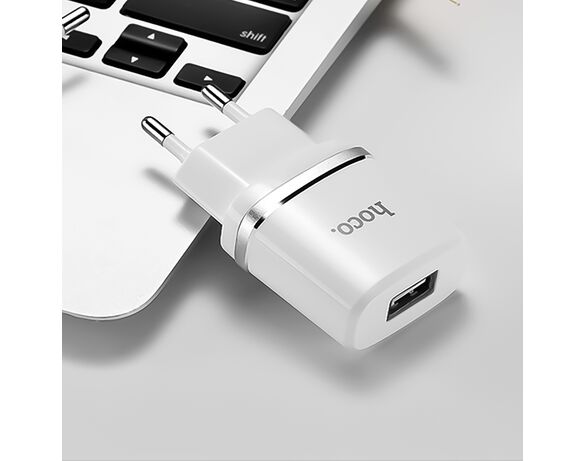 Пристрій зарядний мережевий Hoco C11 1USB Білий Аврора картинка 8 ціна