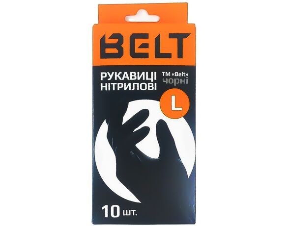 Набір рукавичок господарських нітрилові BELT Чорні р.L 10шт/уп Аврора купити
