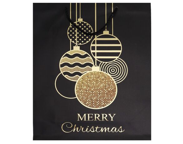 Пакет подарунковий паперовий Merry Christmas чорний 31х40х12 см Аврора фото