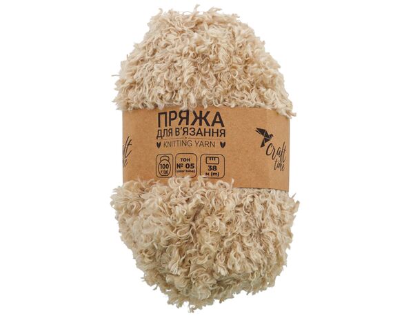 Пряжа для в'язання кучерява Craft time 100 г, 38 м тон №05 в Аврорі