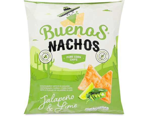 Чипси кукурудзяні BUENOS NACHOS Халапеньйо, лайм 90 г в Аврорі
