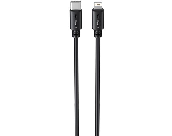 Кабель USB-C-Lightning HAVIT CB304C чорний 1 м Аврора картинка 2 фото