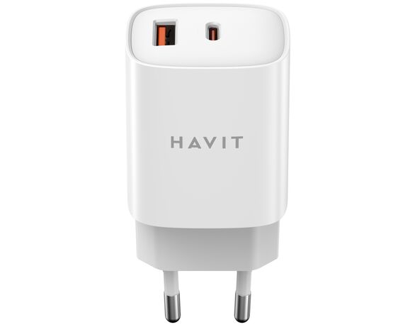 Адаптер зарядний мережевий HAVIT UCP019 USB-A+USB-C білий Аврора картинка 2 з доставкою