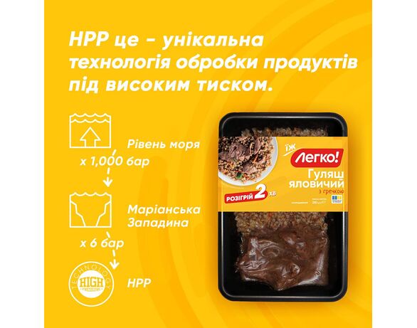 Обід готовий Легко Гуляш яловичий з гречкою 250 г Аврора картинка 3 з доставкою