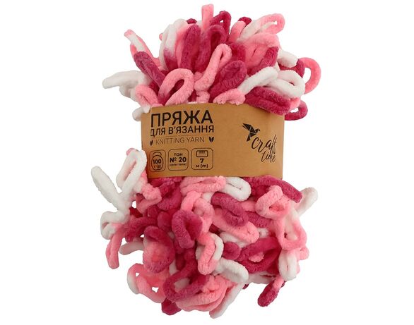 Пряжа для в'язання руками плюшева Craft time 100 г, 7 м тон №20 Аврора недорого
