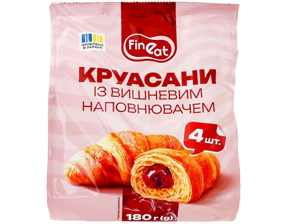 Круасани Fine Eat з вишневим наповнювачем 180 г Аврора дешево