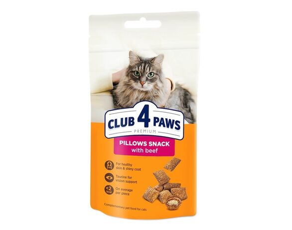 Подушечки для дорослих котів Club 4 Рaws Premium з яловичиною 60 г Аврора дешево