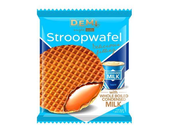 Вафля D.E.M.I. Stroopwafel з молоком незбираним згущеним вареним 33 г Аврора недорого