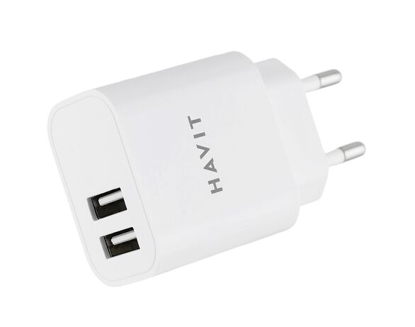 Адаптер зарядний мережевий HAVIT UC006B 2USB-A білий Аврора картинка 5 ціна