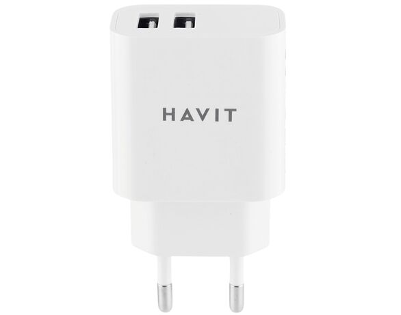 Адаптер зарядний мережевий HAVIT UC006B 2USB-A білий Аврора картинка 6 дешево