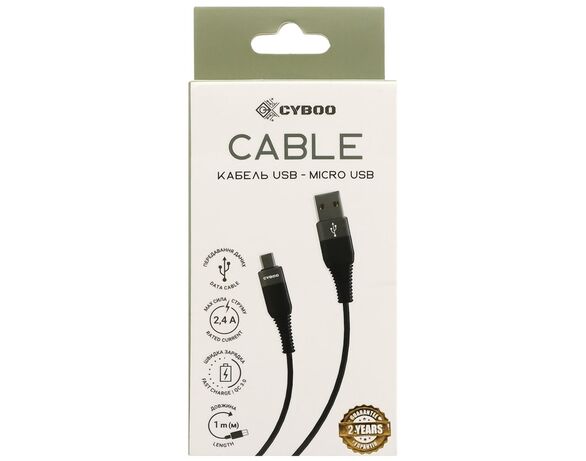 Кабель USB-microUSB Сyboo чорний/білий картинка 2 в Аврорі