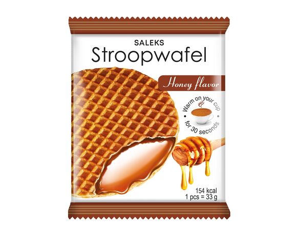 Вафлі Saleks Stroopwafel з карамельною начинкою, медом 33 г в інтернет-магазині Аврора