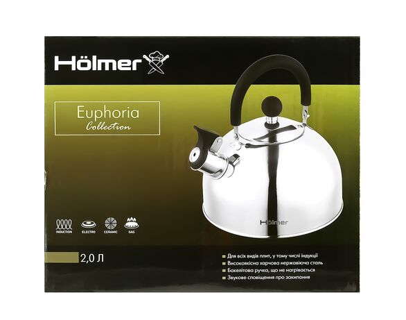 Чайник із нержавіючої сталі Hоlmer WK-4320-BSSS Euphoria 2 л Аврора картинка 5 відгуки