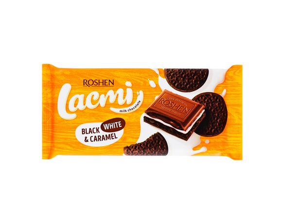Шоколад молочний ROSHEN Lacmi White&Caramel з печивом 100 г Аврора дешево
