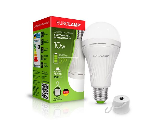 Лампа LED із акумулятором EUROLAMP А70 Е27 10 Вт біле світло Аврора недорого