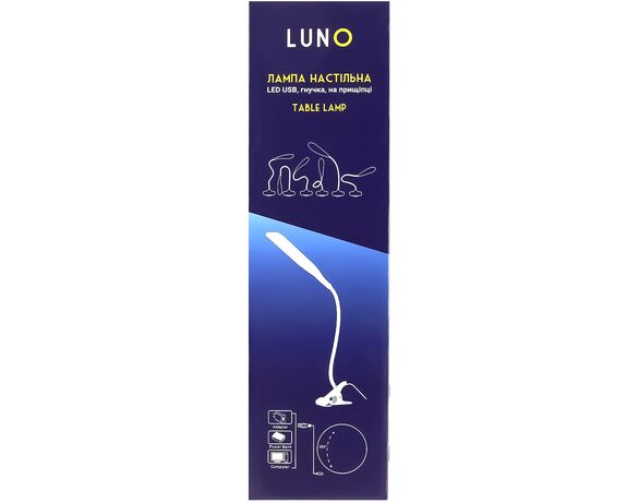 Лампа настільна LED USB гнучка на прищіпці LUNO Аврора картинка 2 з доставкою