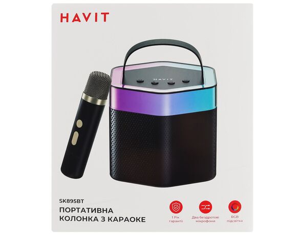 Колонка портативна з мікрофоном HAVIT SK895BT RGB чорна 6 Вт Аврора картинка 5 ціна