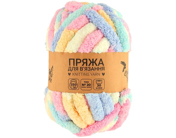 Пряжа для в'язання плюшева Craft time 250 г, 30 м тон №20 Аврора каталог