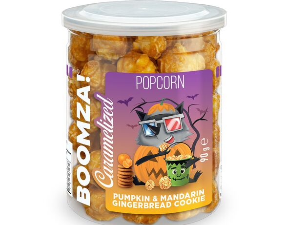 Попкорн карамелізований BOOMZA Імбирне печиво, гарбуз, мандарин ПЕТ 90 г Аврора каталог