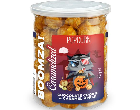 Попкорн карамелізований BOOMZA Шоколадне печиво, яблуко ПЕТ 90 г Аврора ціна
