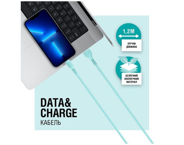 Кабель USB-Lightning синхронізації ACCLAB AL-CBCOLOR-L1MT м'ятний 1,2 м Аврора картинка 3 відгуки