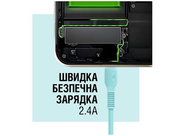 Кабель USB-Lightning синхронізації ACCLAB AL-CBCOLOR-L1MT м'ятний 1,2 м картинка 4 в Аврорі