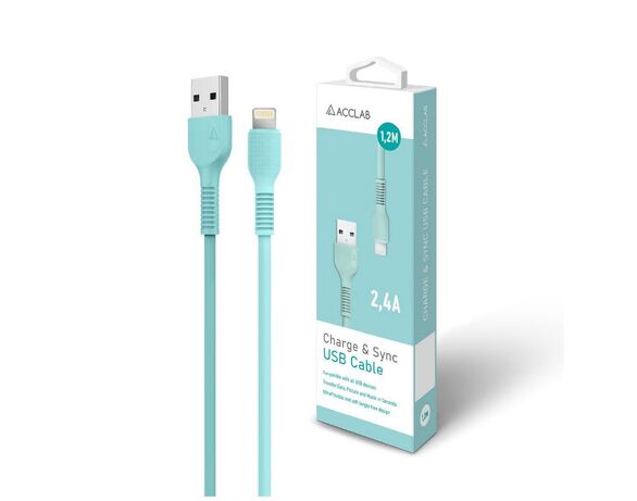 Кабель USB-Lightning синхронізації ACCLAB AL-CBCOLOR-L1MT м'ятний 1,2 м Аврора картинка 5 відгуки