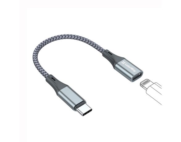 Перехідник для телефону USB-C-Lightning ColorWay CW-AD-CL 17,5 см картинка 5 в інтернет-магазині Аврора