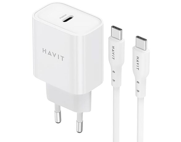 Пристрій зарядний мережевий HAVIT ST934 USB-C-USB-C білий в Аврорі