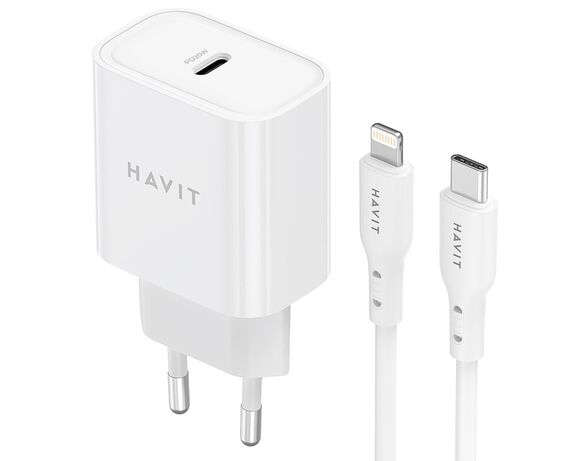 Пристрій зарядний мережевий HAVIT ST935 Lightning-USB-C білий Аврора каталог