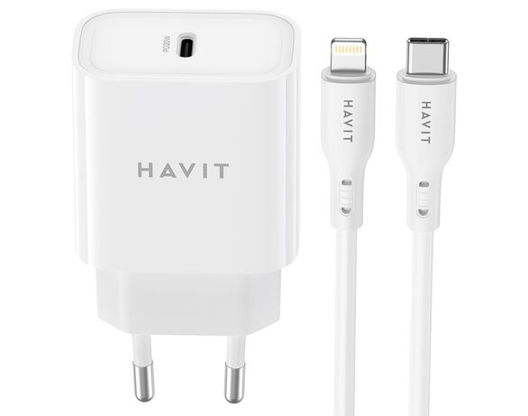 Пристрій зарядний мережевий HAVIT ST935 Lightning-USB-C білий Аврора картинка 2 купити