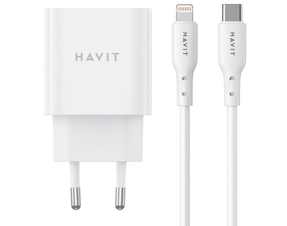 Пристрій зарядний мережевий HAVIT ST935 Lightning-USB-C білий Аврора картинка 3 каталог