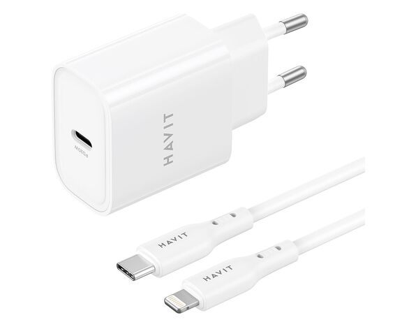 Пристрій зарядний мережевий HAVIT ST935 Lightning-USB-C білий Аврора картинка 4 дешево