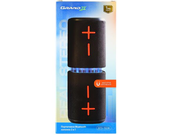 Колонки портативні 2в1 Grand-X BTS-15DB чорні 2 шт х 10Вт Аврора картинка 6 дешево