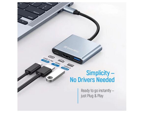 Концентратор мережевий СolorWay CW-HUB08 USB-А+USB-C+HDMI Аврора картинка 6 вартість