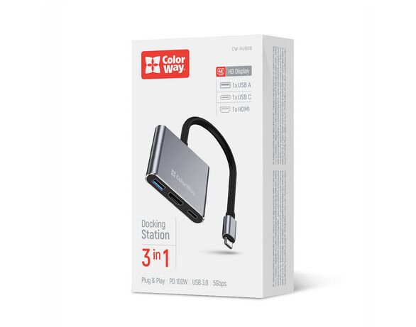 Концентратор мережевий СolorWay CW-HUB08 USB-А+USB-C+HDMI Аврора картинка 9 ціна