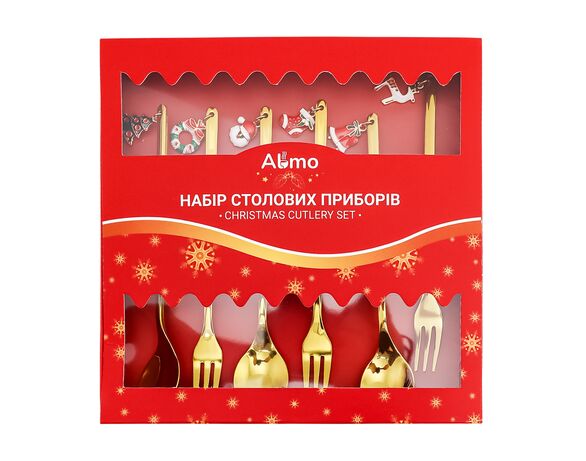 Набір приборів столових Almo Різдвяний 6 шт Аврора фото