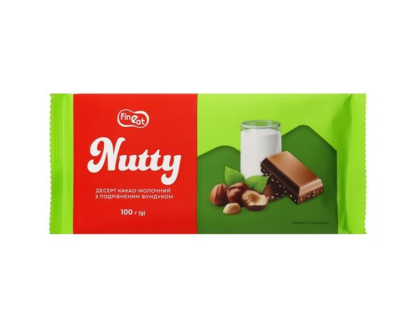 Десерт какао-молочний Fine Eat Nutty з подрібненим фундуком 100 г Аврора купити