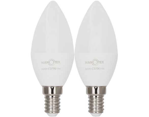 Набір ламп LED NANOTEX C37 6 Вт E14 4100 K 220 В 2 шт/уп Аврора картинка 2 відгуки