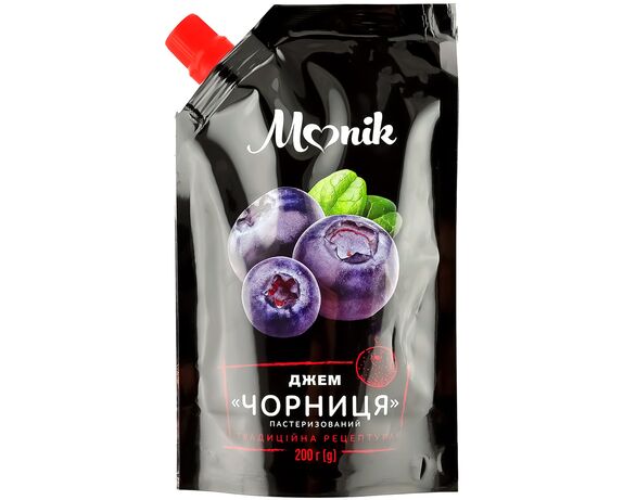 Джем пастеризований Monik Чорниця, дой-пак 200 г Аврора відгуки