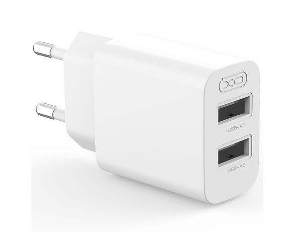 Адаптер зарядний мережевий XO QC09 2USB-А білий Аврора картинка 2 ціна