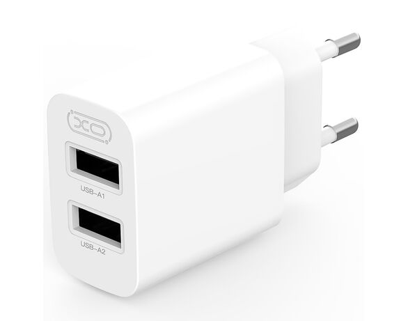 Адаптер зарядний мережевий XO QC09 2USB-А білий картинка 3 в інтернет-магазині Аврора