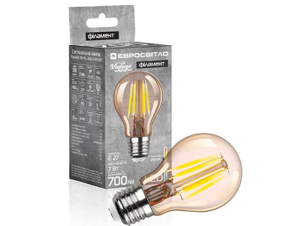 Лампа LED ЄВРОСВІТЛО Filament Вінтажна 7Вт Е27 2500К Аврора фото