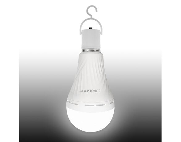 Лампа LED акумуляторна EUROLAMP 9Вт E27 яскраве світло 4500К картинка 3 в інтернет-магазині Аврора